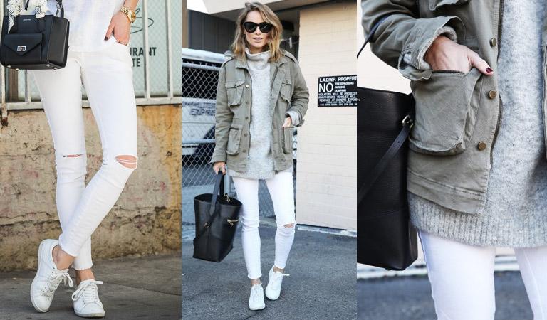 HOW TO WEAR WHITE JEANS IN WINTER